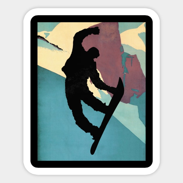 Snowboarding Dude, morning light Sticker by LittleBean